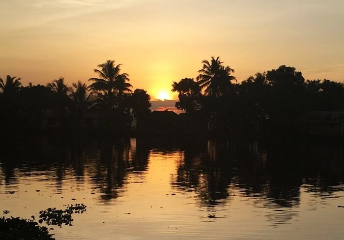 houseboat sunrise in kerala