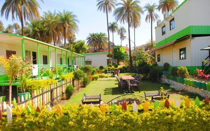 Open air seating area in the Great India Resort in Mount Abu in Rajasthan