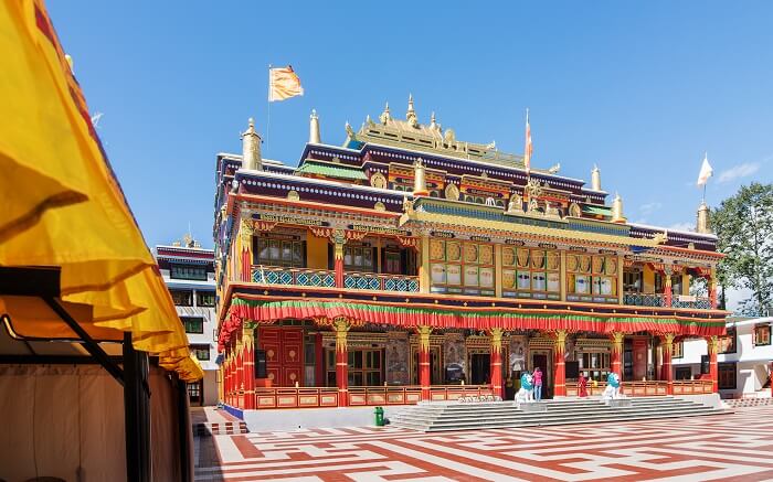 Ralong monastery exuding colors on a bright day
