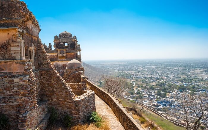 A view of Chittorgarh from the top of Chittorgarh Fort in Rajasthan