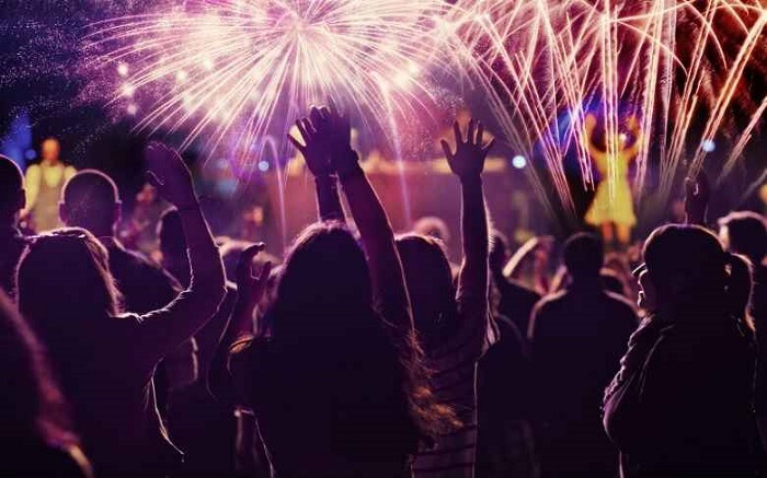 Celebrations underway during a new year party event at the Grand Ballroom in JW Marriott