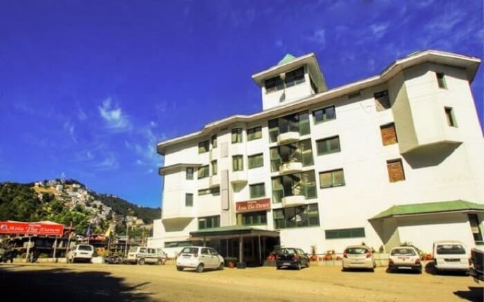Front view of Asia The Dawn hotel in Shoghi near Shimla
