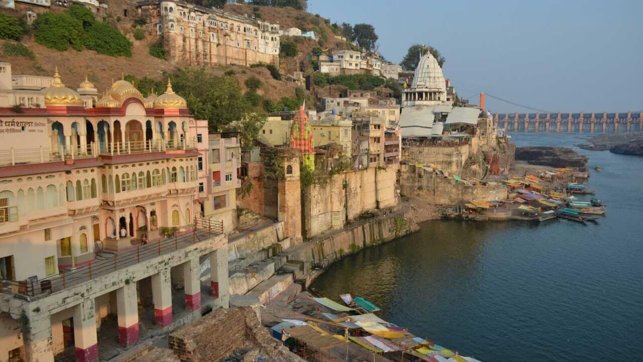 a temple by the side of a river