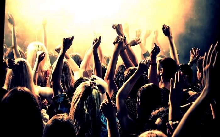 People partying in a club on New Year’s Eve