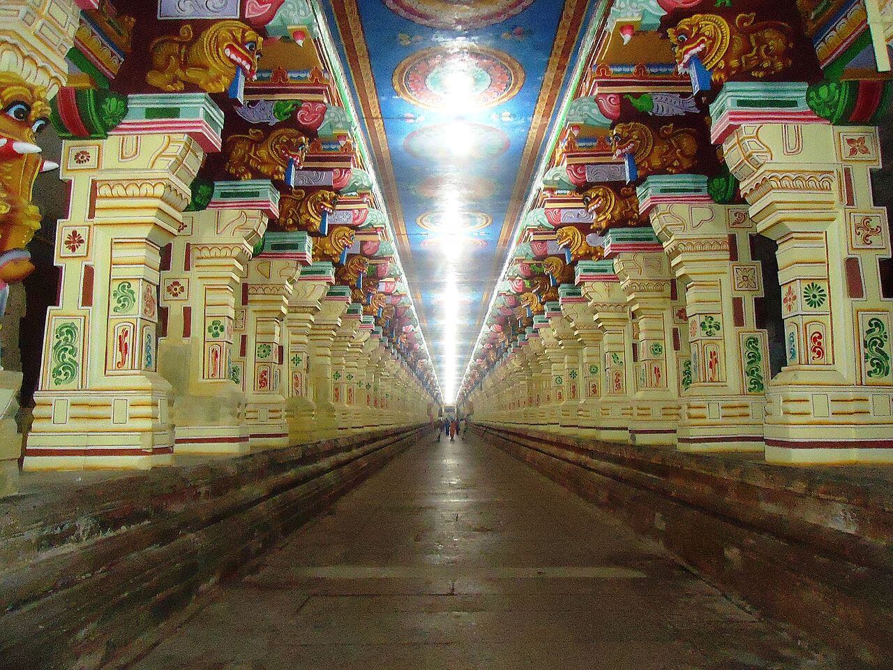 inside a temple in rameshwaram