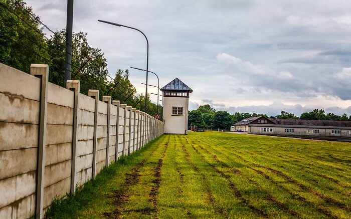 Wall and lobby area of nazi concentration camp