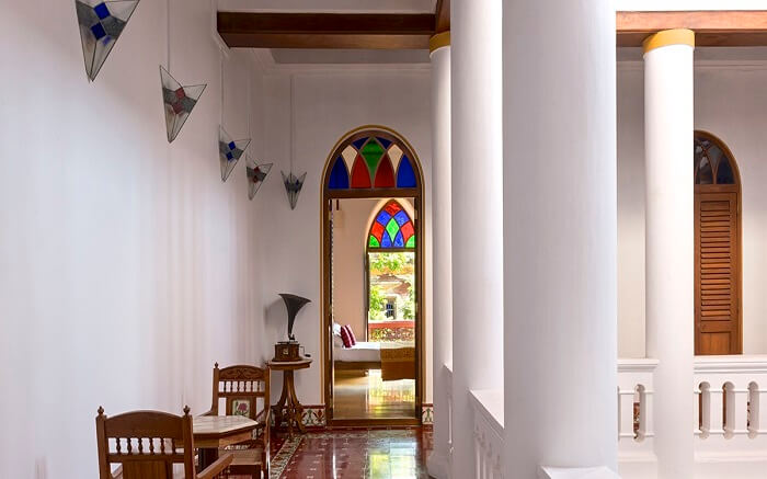 a beautiful whitewashed interior of a hotel