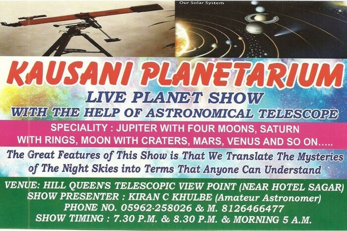 Information board showing time table of Kausani Planetarium