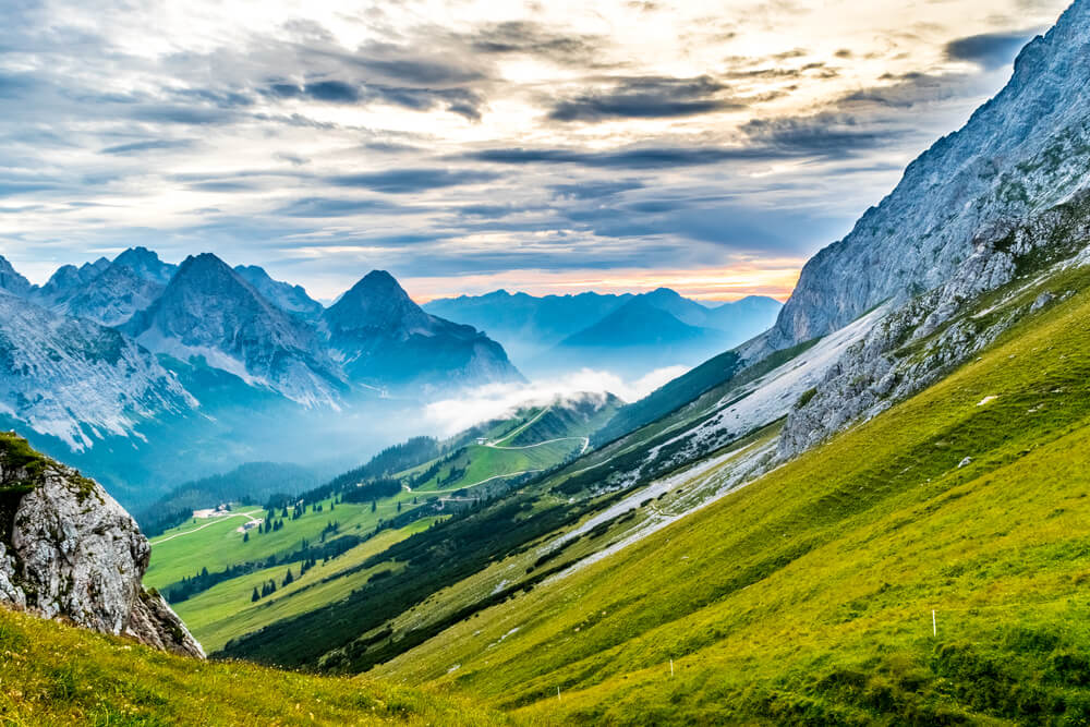 beautiful alps surrounded by snowcovered mountains