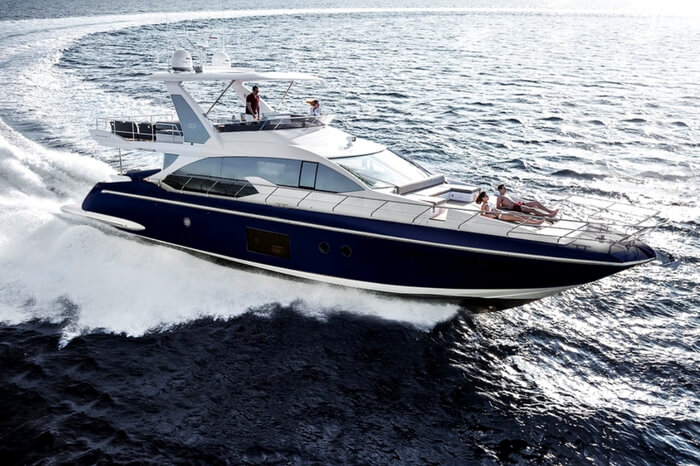 A view of luxury yacht Norma cruising in the ocean