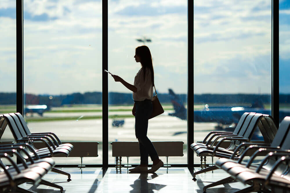 woman waiting for flight