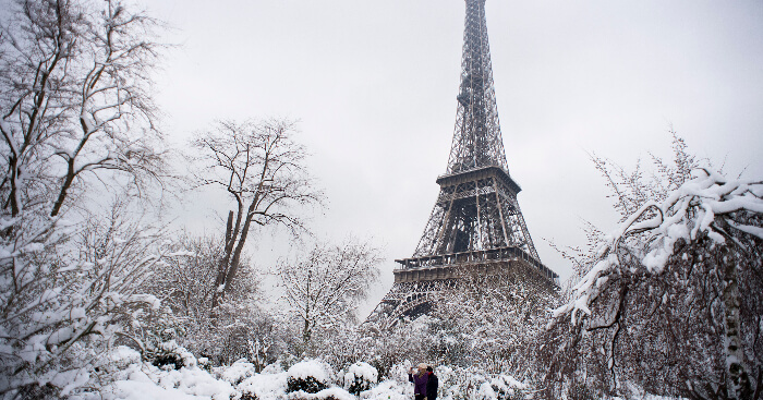 Eiffel tower in snow