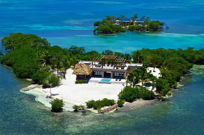 aerial view of Gladden Island Caribbean