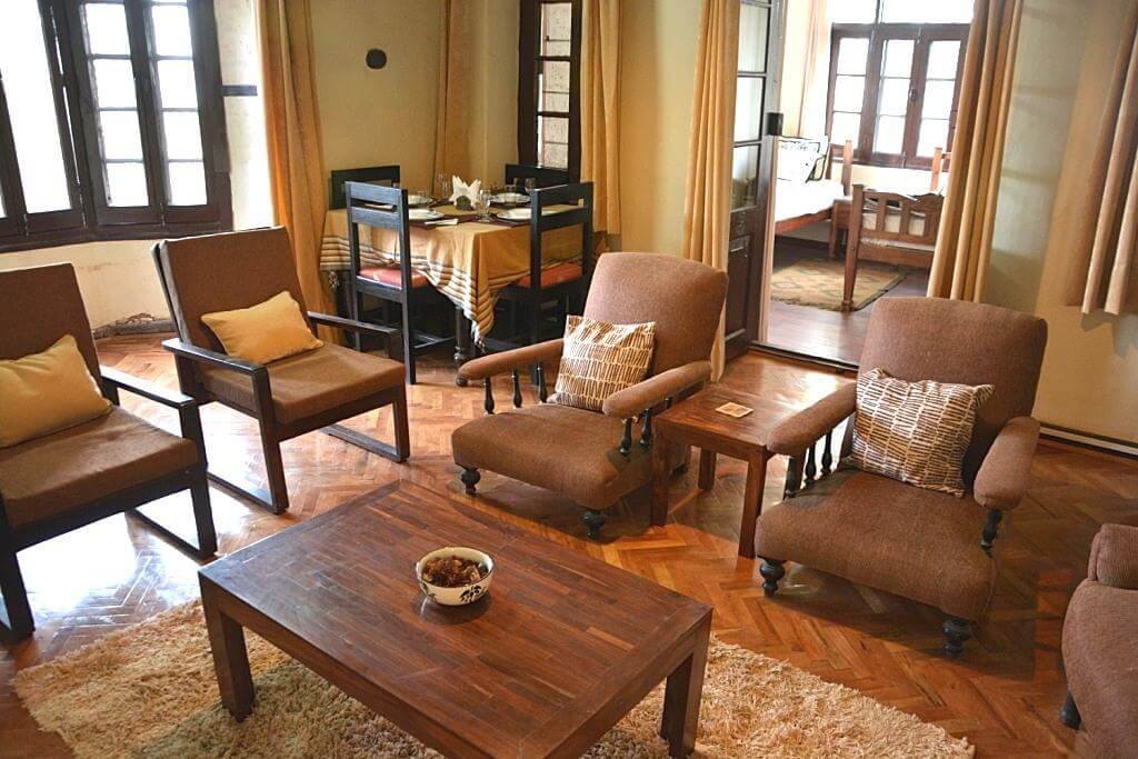 furniture in the living room of a cottage