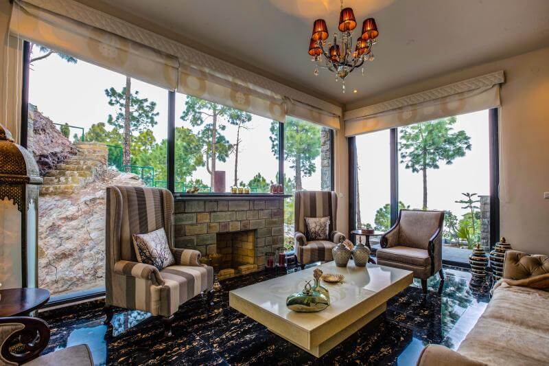 stylish living room of a cottage
