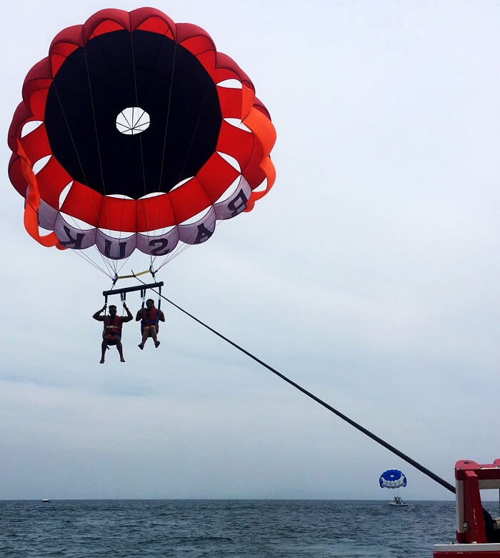 couple parasailing