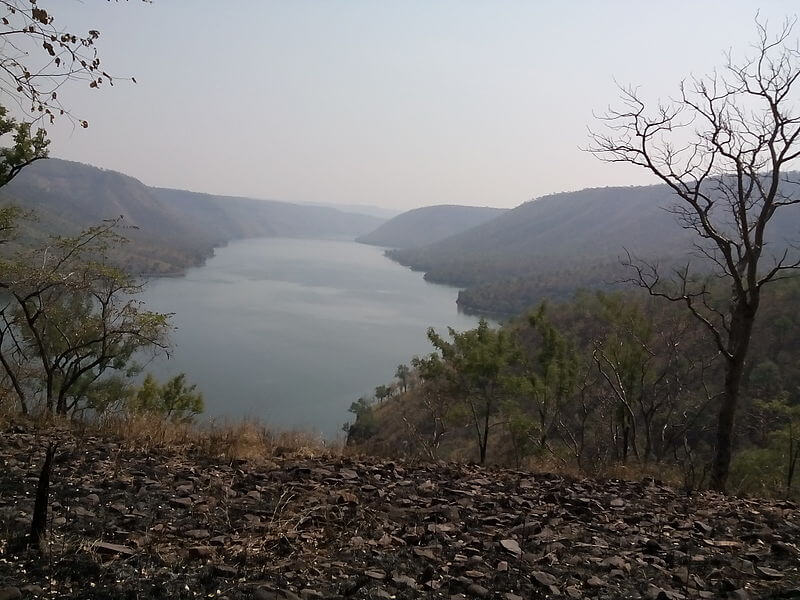 a lake amid mountains