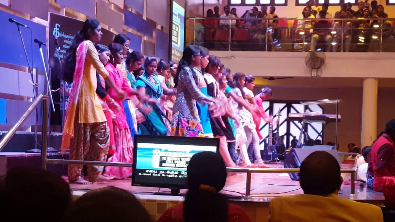 a choir singing in a church
