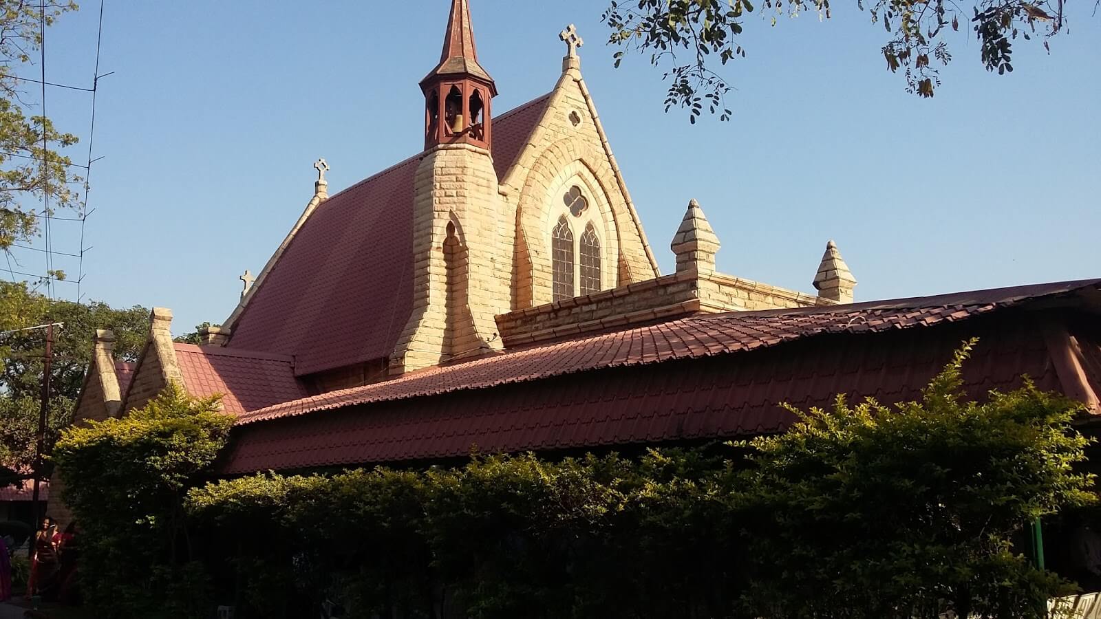 a beautiful pink painted church