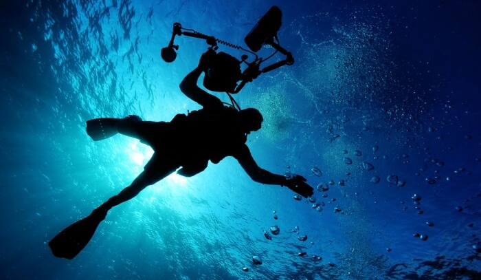 scuba diving at night