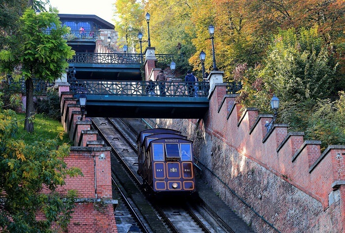 Ride the funicular up to Buda Castle in budapest Hungary