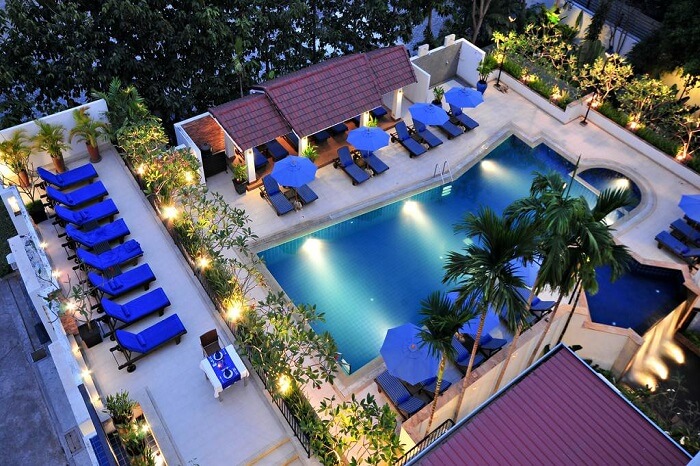 Aerial view of the hotel