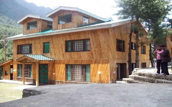 The Pine Palace Resort made of wood in mountains