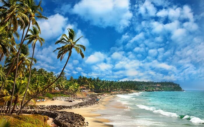 The gorgeous beach in Kerala