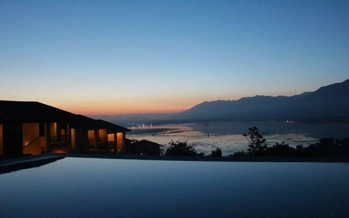 gorgeous views of mountains from the pool of Mirani Resort