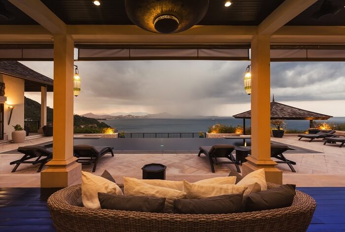 Balcony overlooking sea