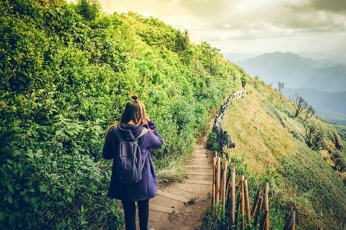woman on nature trail