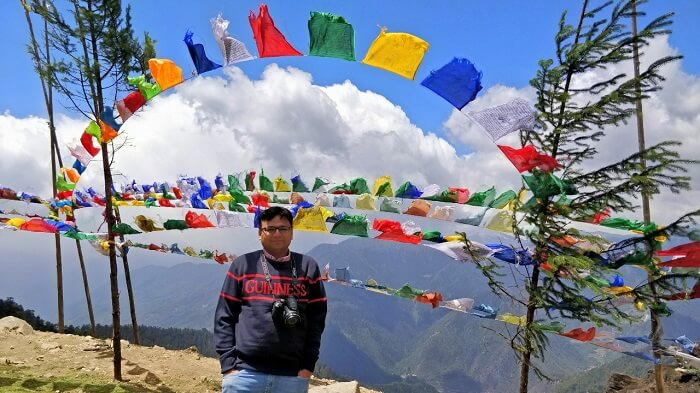 rohit bhutan family trip travelogue pic in prayer flags