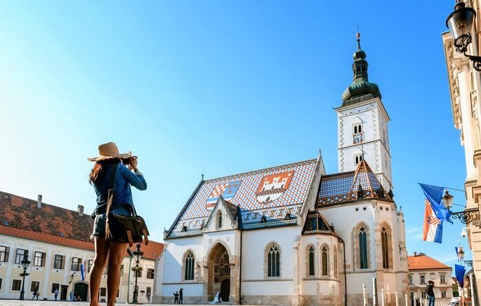 girl outside cathedral