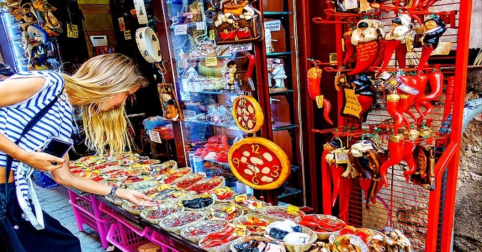 woman buying souvenirs