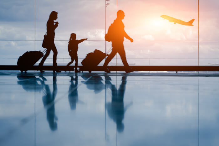 A family at the airport