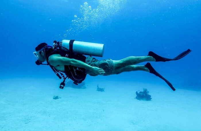 Diving under water