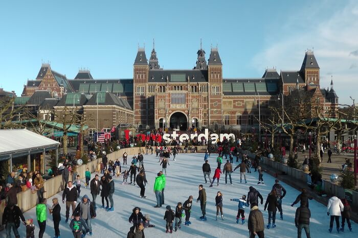 Ice skating and snow