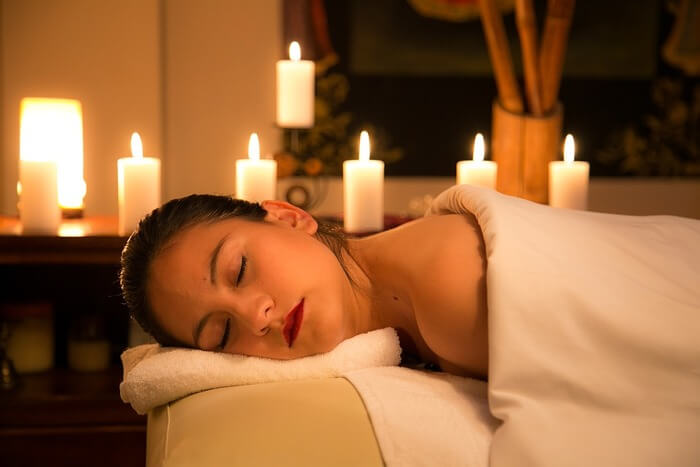 Girl taking Spa