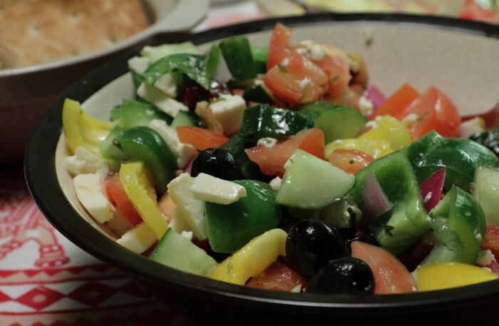 Relish inside typical Greek feast