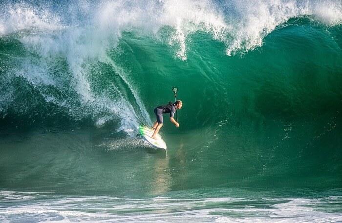 Surfing in sea water