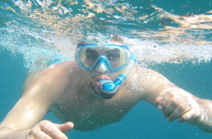 Snorkeling in water