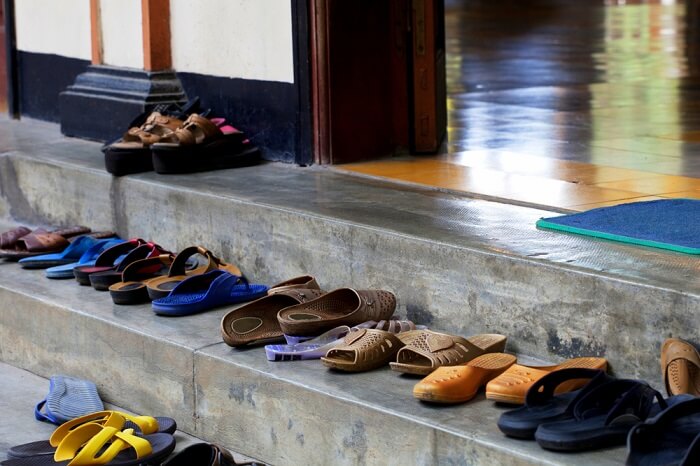 Shoes outside the temple