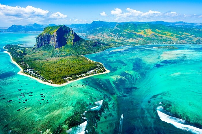 aerial view of island in mauritius